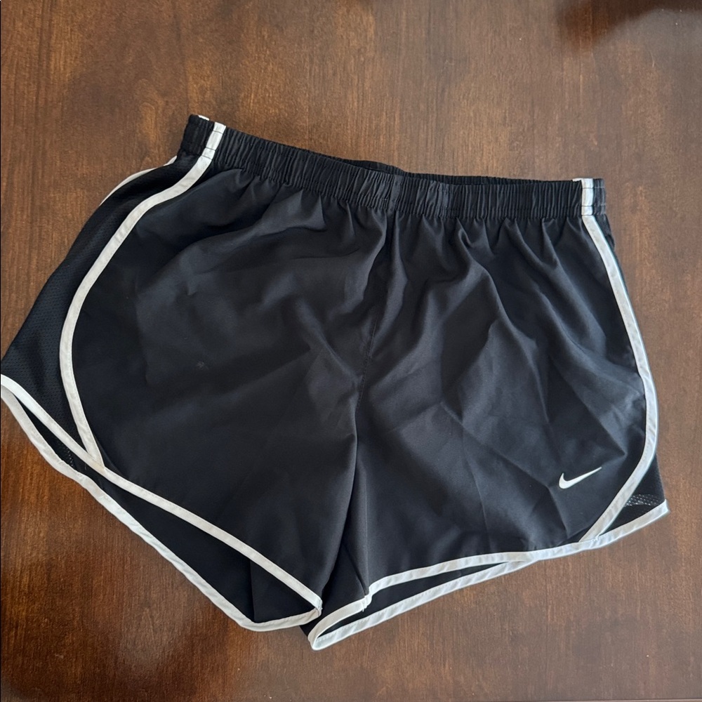 Girls large Nike Black Running Shorts with White Accents